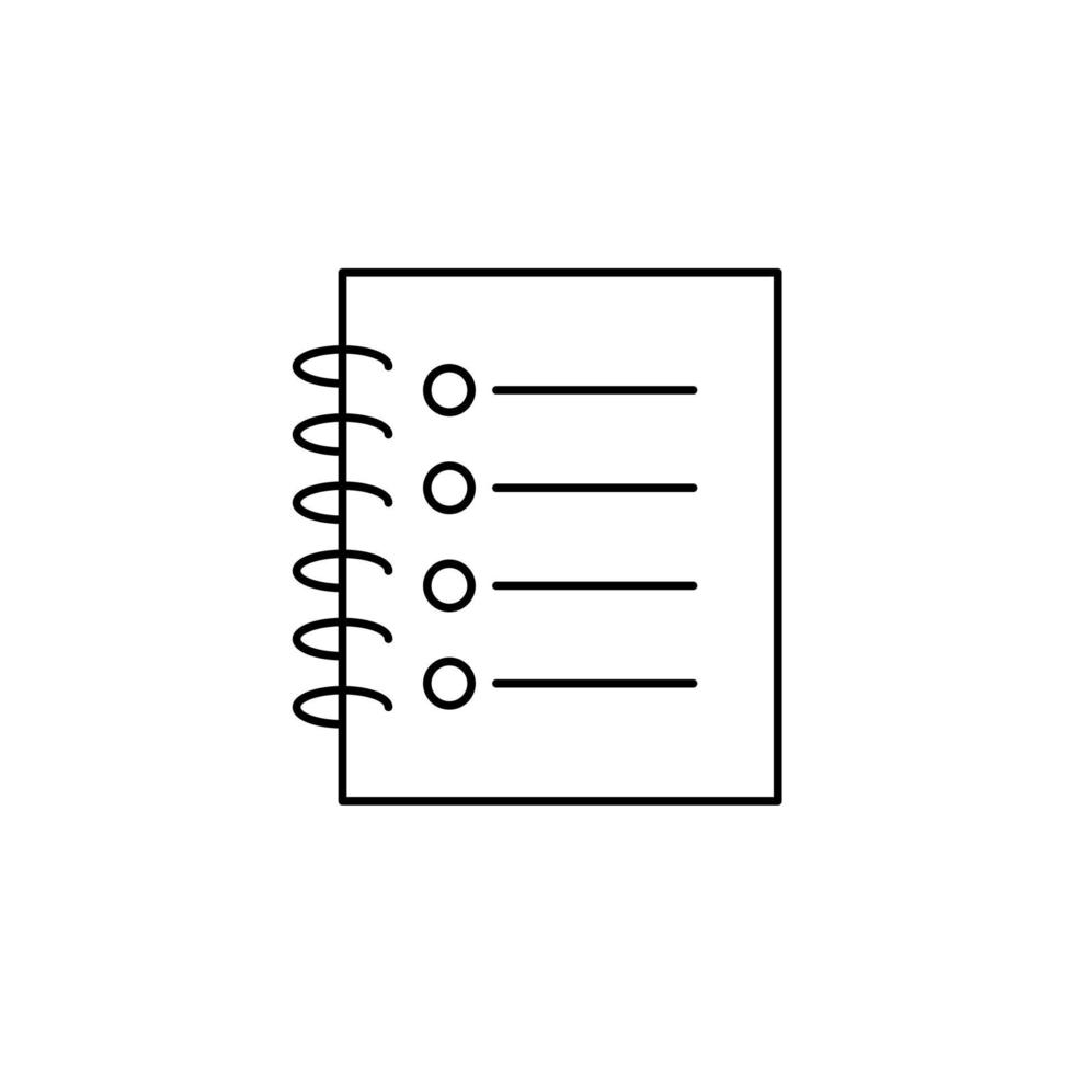notas, bloc de notas, cuaderno, memo, plantilla de logotipo de ilustración de vector de icono de línea delgada de diario. adecuado para muchos propósitos.