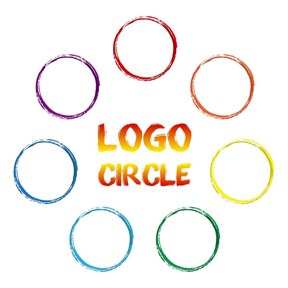 rainbow color circles for logos. Imitation of a paint painting. Isolated vector on white background