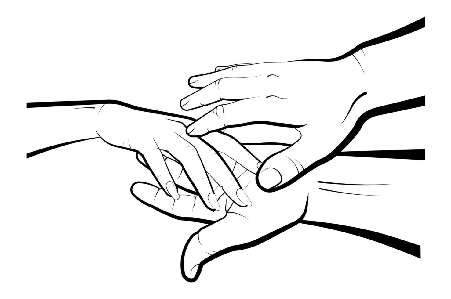 man holds a womans hand in his palms. Marriage, family, wedding ceremony. Isolated eyelid on a white background vector