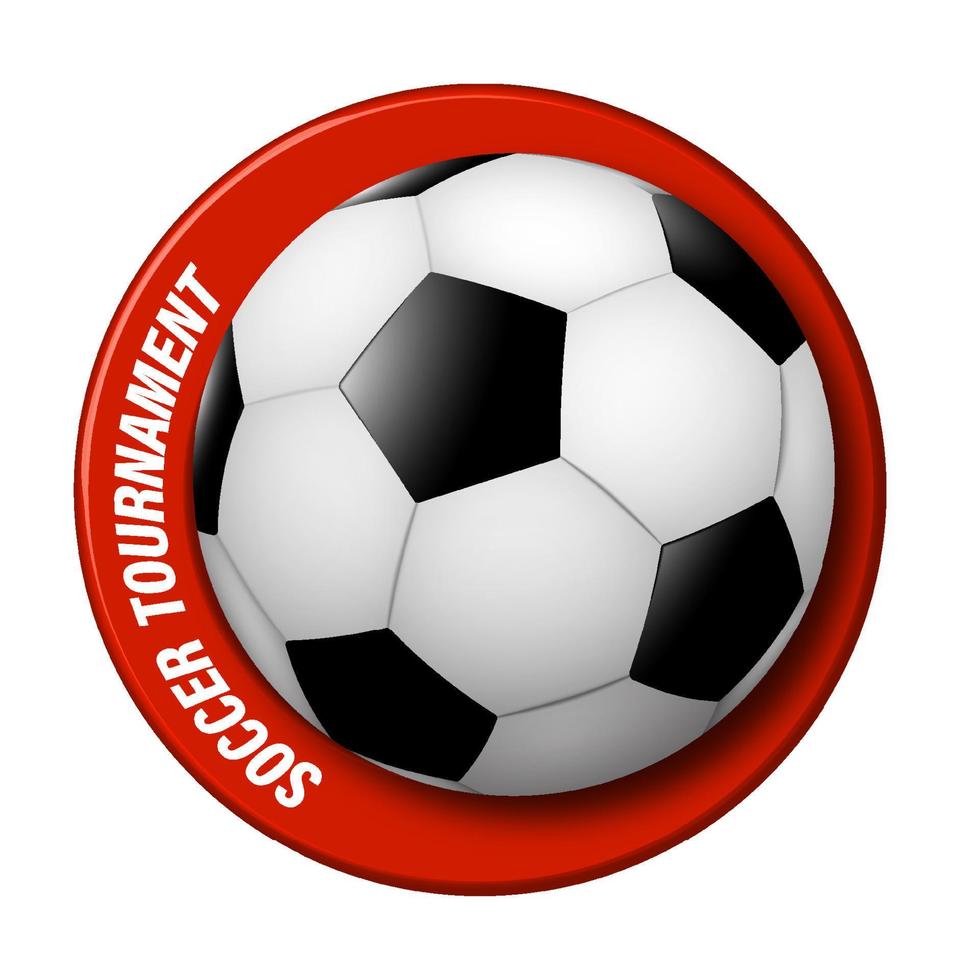 realistic soccer ball with a ring around. Logo for the championship, football competition. Team sports, active lifestyle. Isolated vector on white background