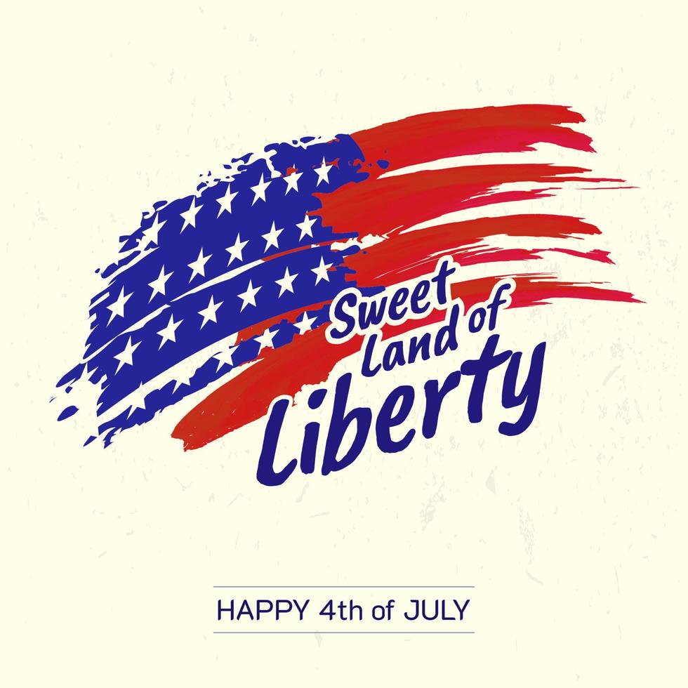 Plantilla de póster del día de la independencia del 4 de julio con fondo de bandera estadounidense de estilo grunge vector