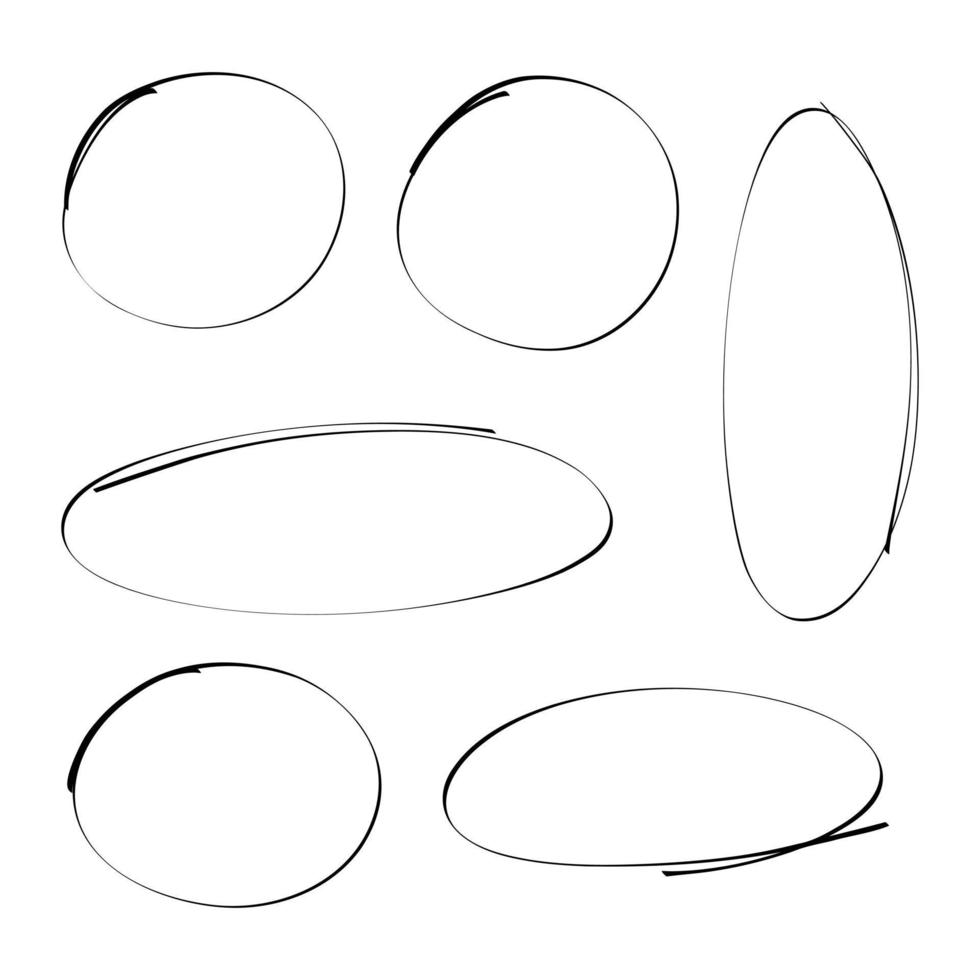 Set of hand drawn circle line sketch. Simple line marker stroke. Hand drawn scribble highlight circles. Scribble doodle round design. vector