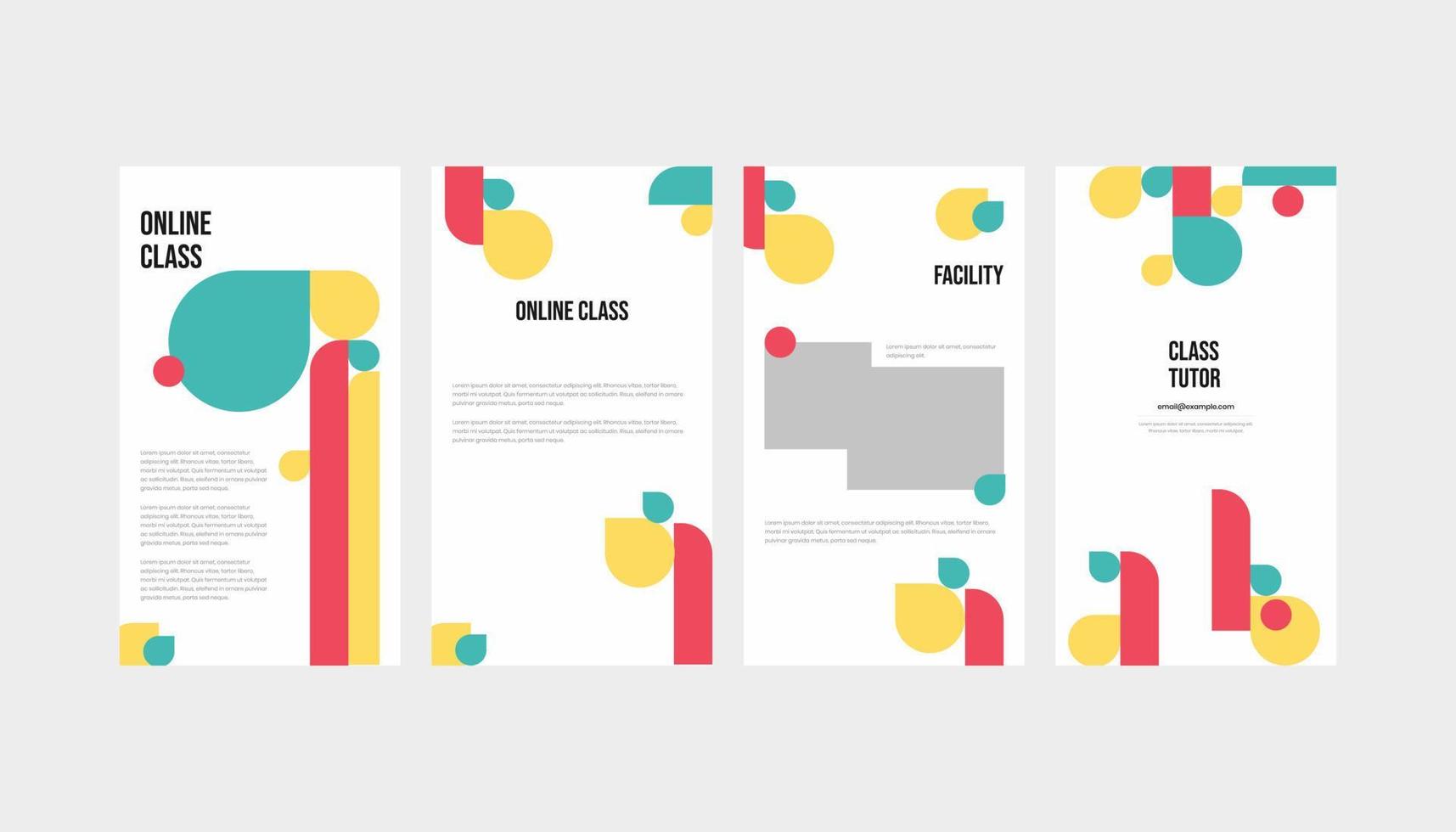 Set of Colorful Course Class Learning roll up standee banner and social media story template vector