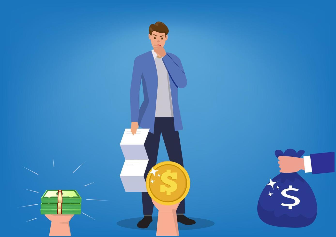 Outstanding business executives with high potential Many companies want him to join the team. by offering different rewards. vector illustration