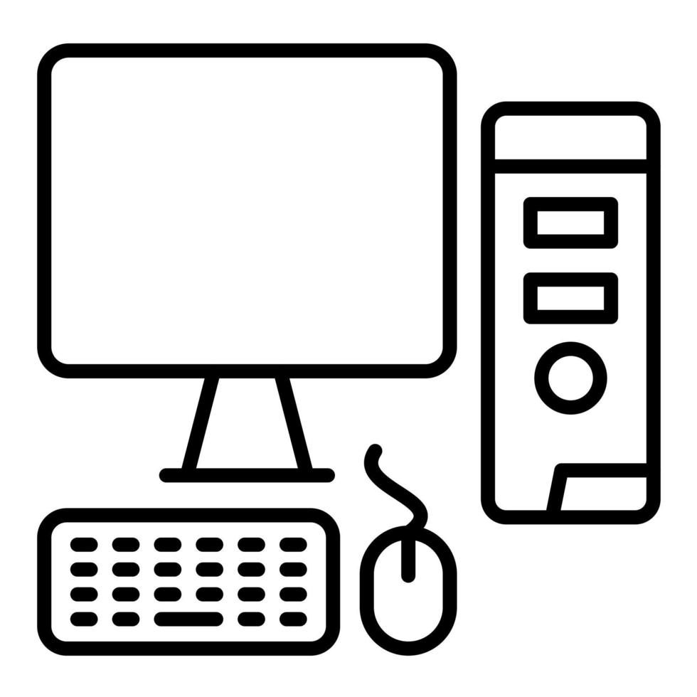 Computer Workstation Line Icon vector