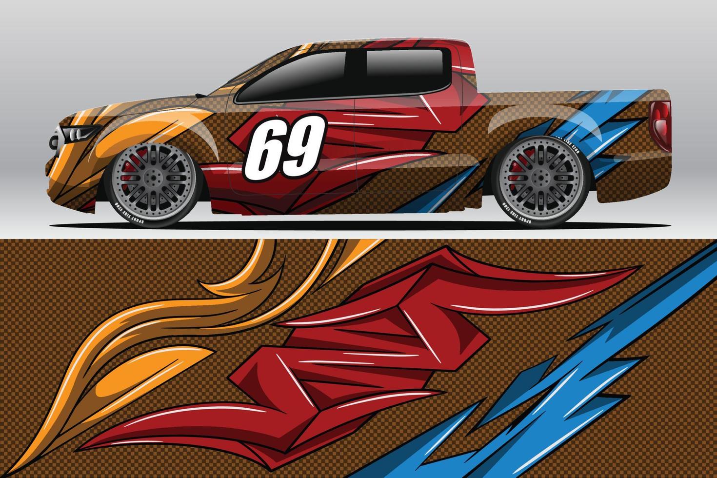 Car wrap decal designs for racing livery or daily car vinyl sticker vector