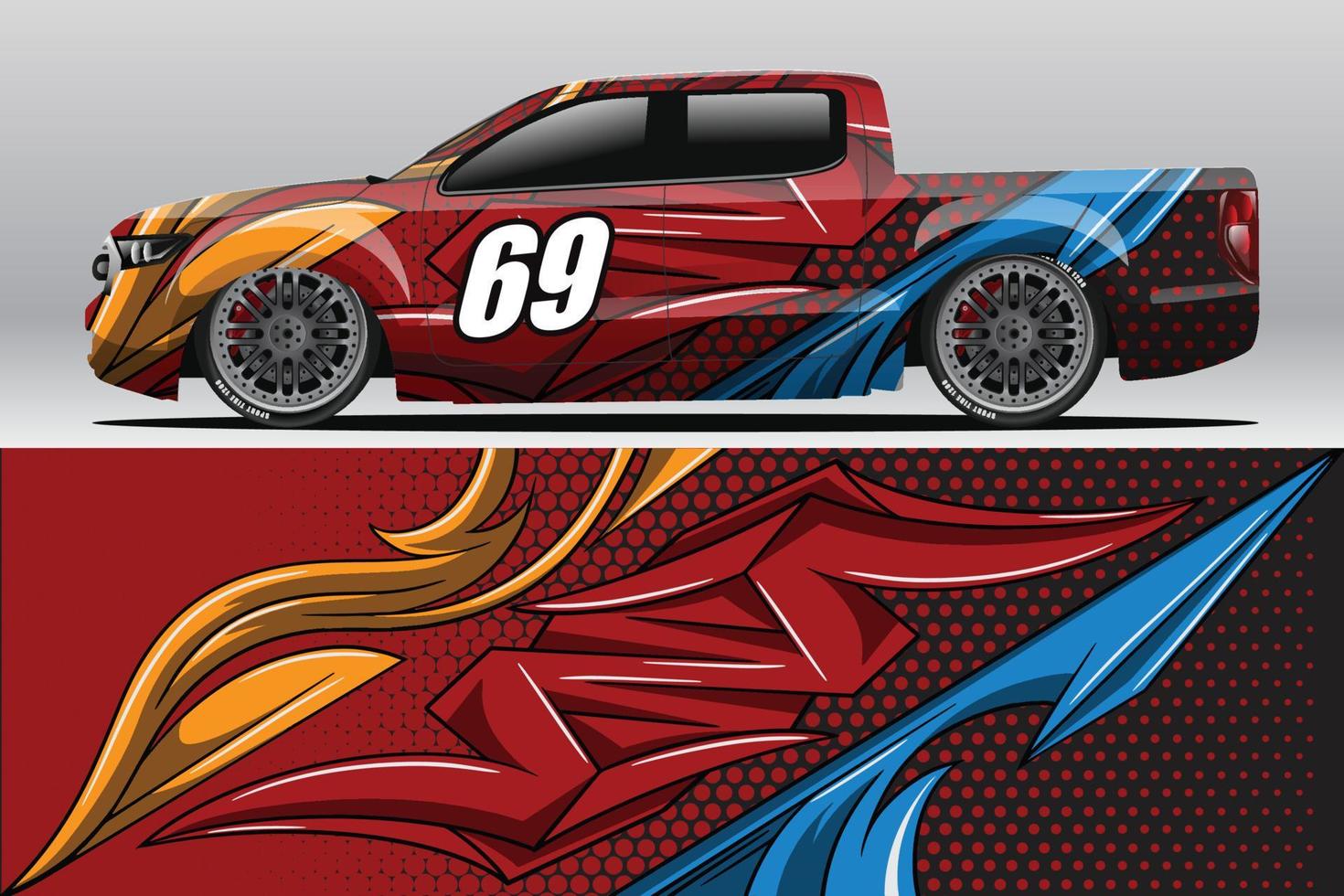 Abstract Race car wrap sticker design and sports background for daily use racing livery or car vinyl stickers vector