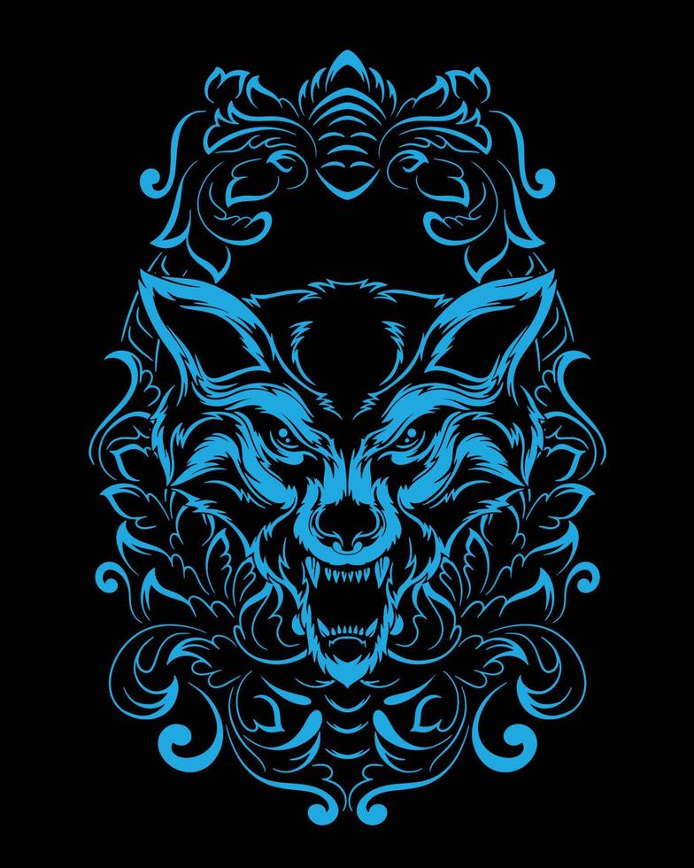 ilustración de ilustraciones de lobo y diseño de camiseta vector premium