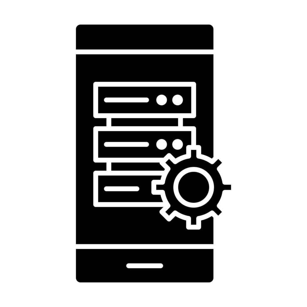 Smartphone Database Glyph Icon vector