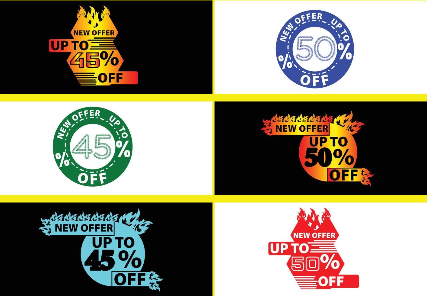 Up to 45, 50 percent off logo, sticker and icon design vector