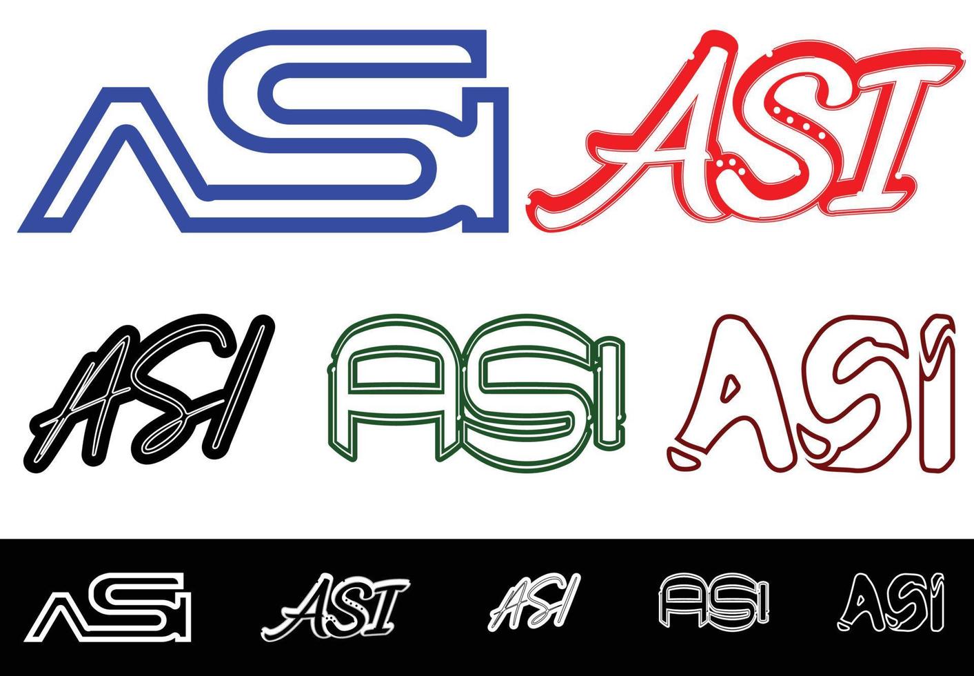 paquete de plantillas de diseño de logotipo, pegatina e icono de asi vector