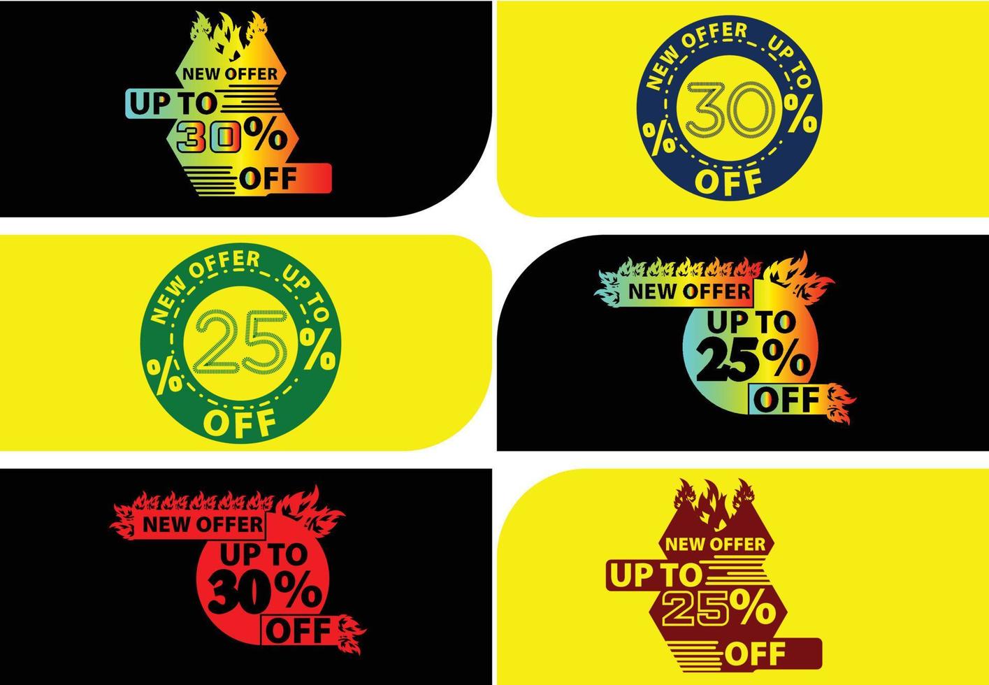 Up to 25, 30 percent off logo, sticker and icon design vector