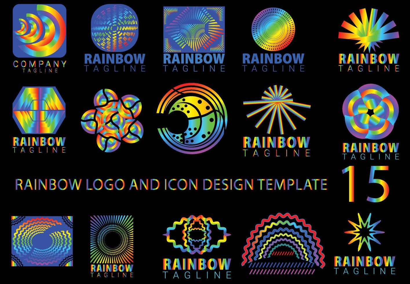 Rainbow logo and icon design template bundle vector