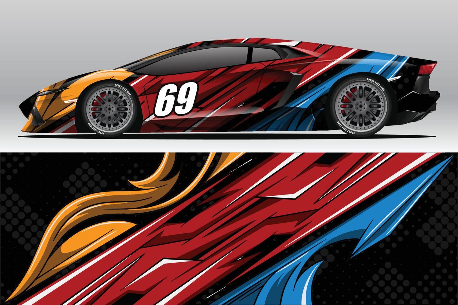 Abstract Race car wrap sticker design and sports background for daily use racing livery or car vinyl stickers vector