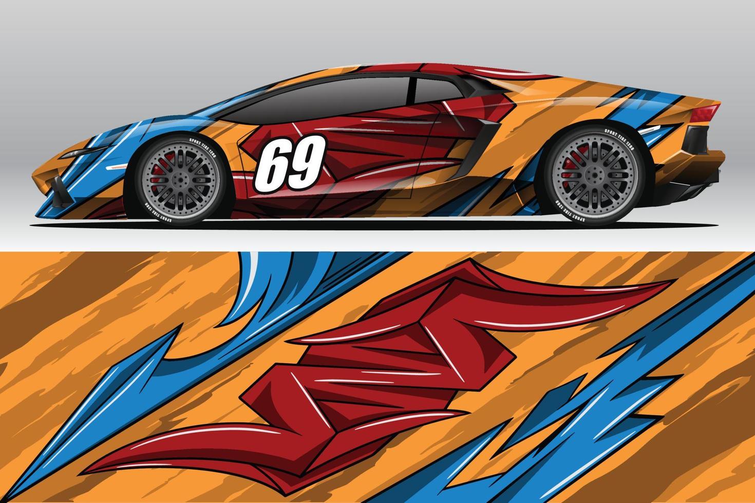 Abstract Race car wrap sticker design and sports background for daily use racing livery or car vinyl stickers vector