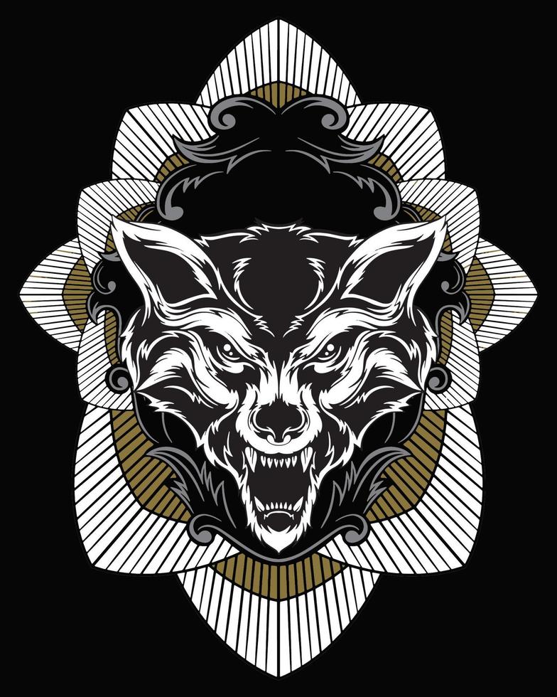 ilustración de ilustraciones de lobo y diseño de camiseta vector premium