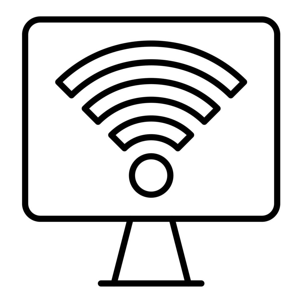 icono de línea wifi de computadora vector