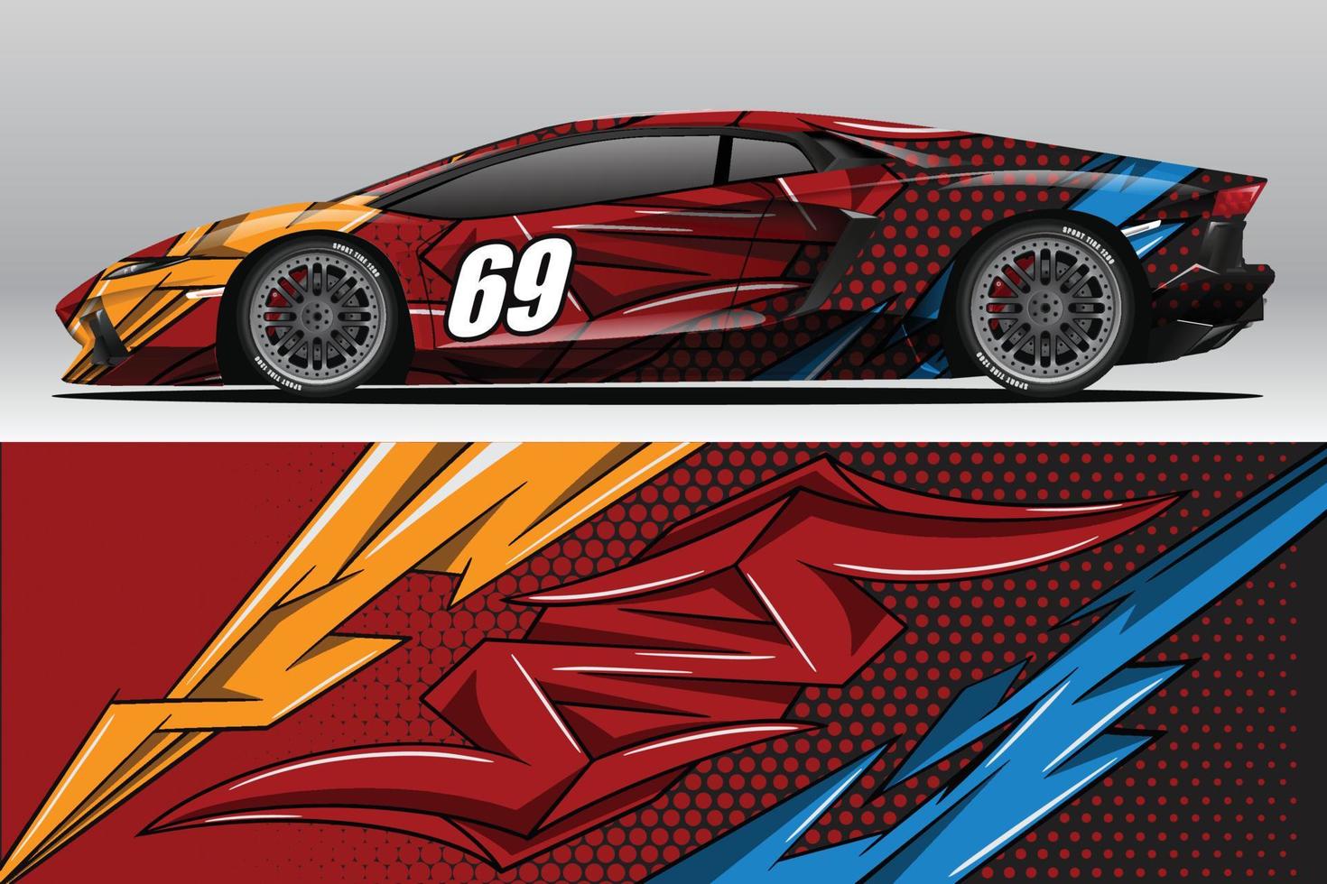 Abstract Race car wrap sticker design and sports background for daily use racing livery or car vinyl stickers vector