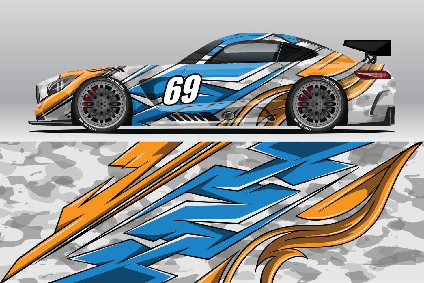 Abstract Race car wrap sticker design and sports background for daily use racing livery or car vinyl stickers vector