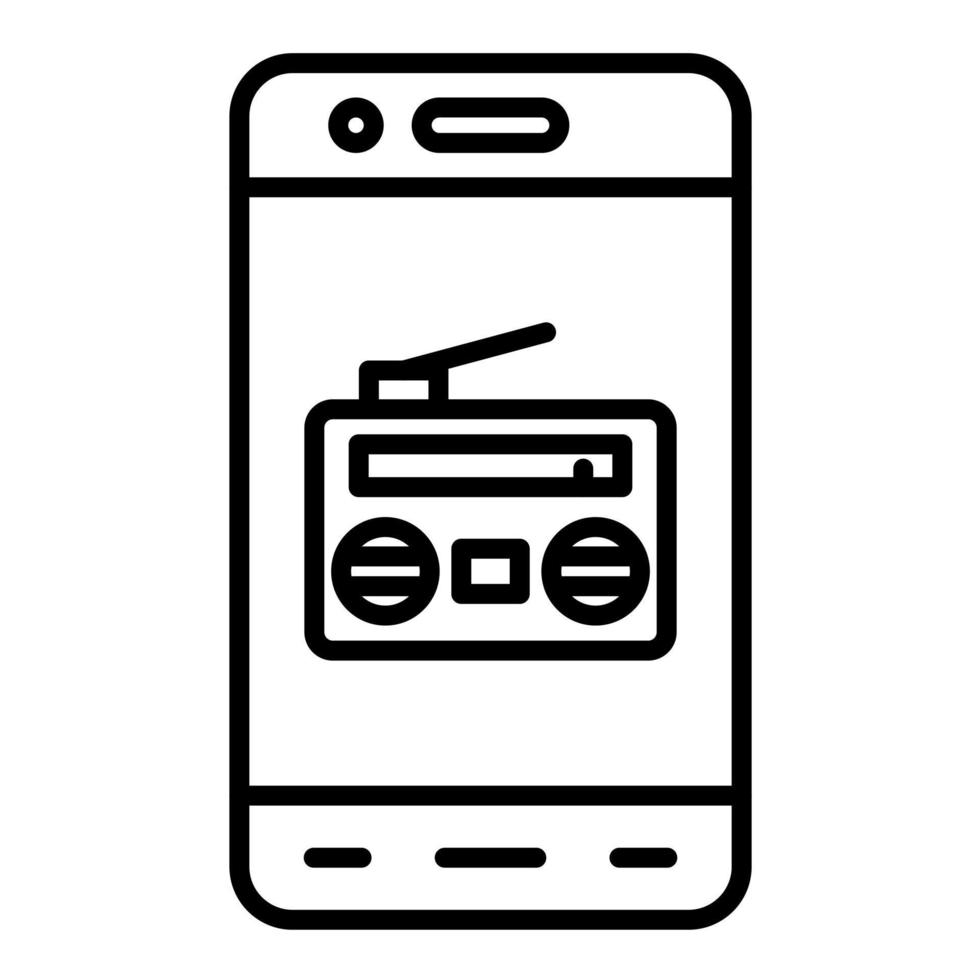 icono de línea de radio móvil vector