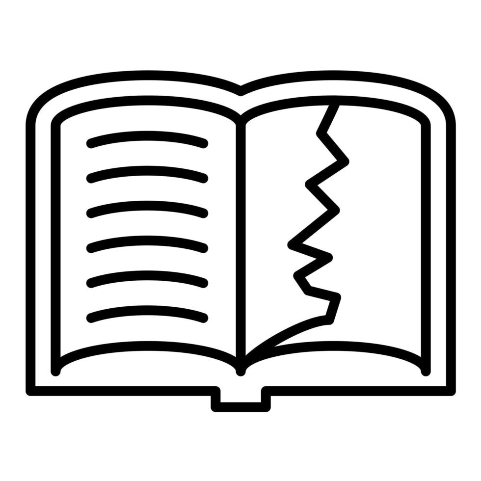 icono de línea de libro rasgado vector