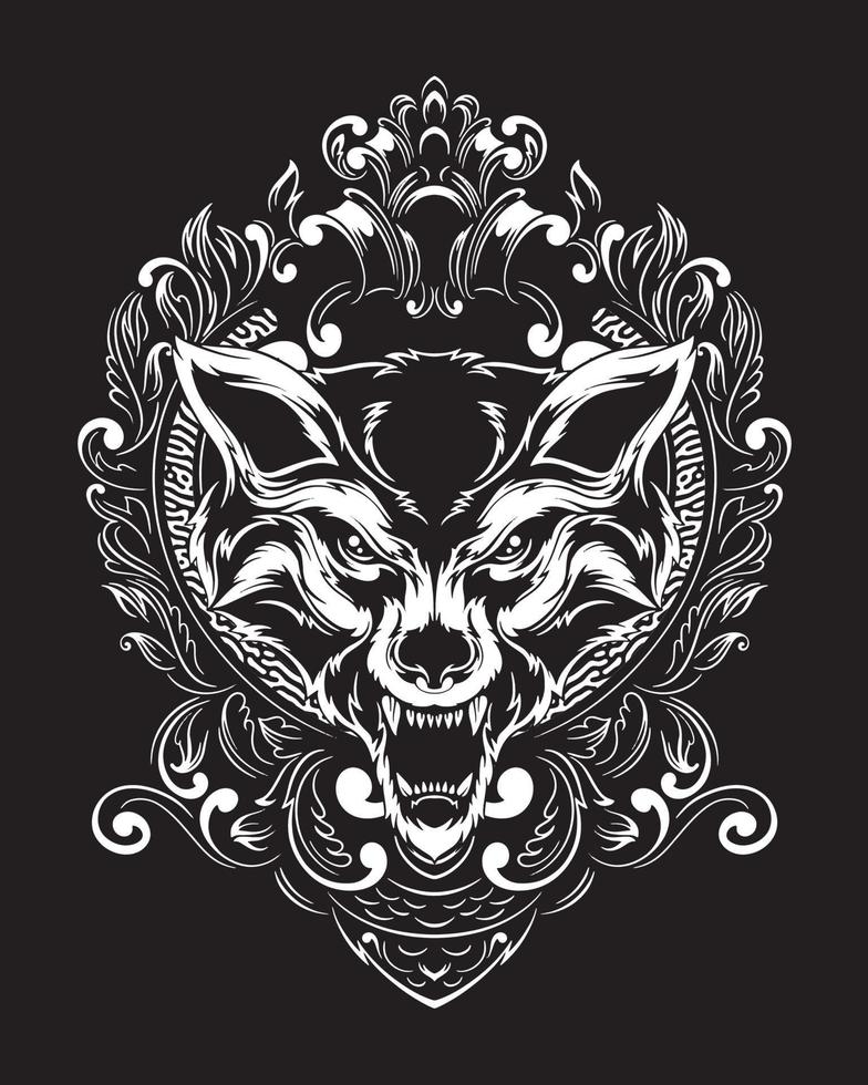 ilustración de ilustraciones de lobo y diseño de camiseta vector premium