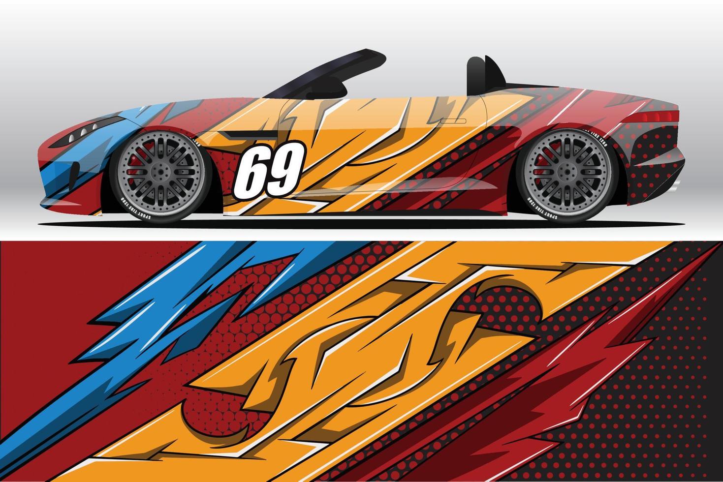 Abstract Race car wrap sticker design and sports background for daily use racing livery or car vinyl stickers vector