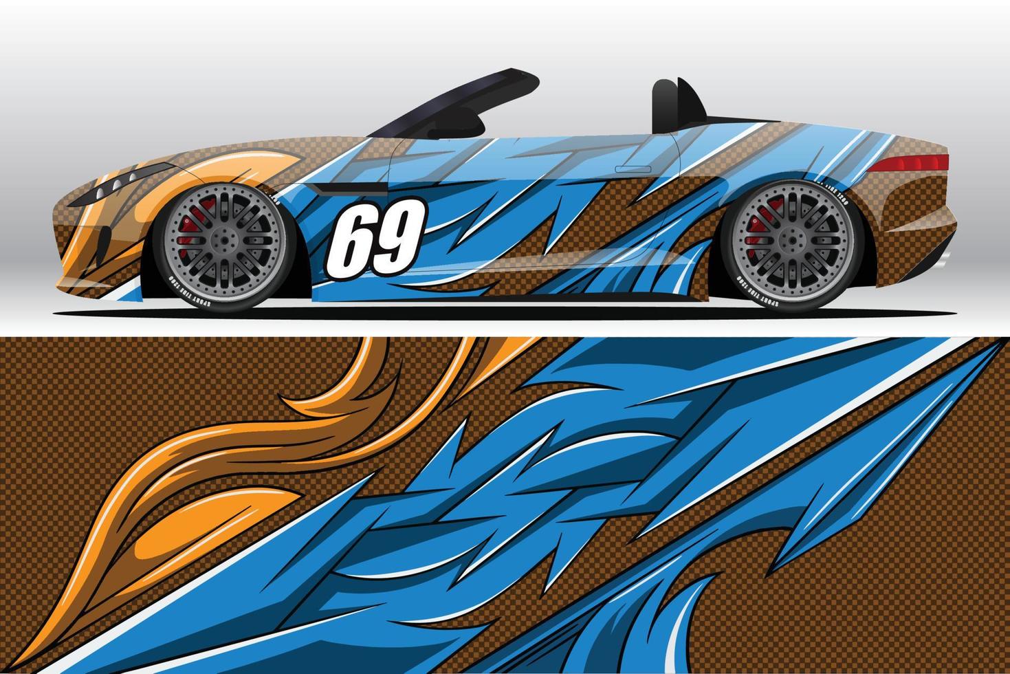 Abstract Race car wrap sticker design and sports background for daily use racing livery or car vinyl stickers vector