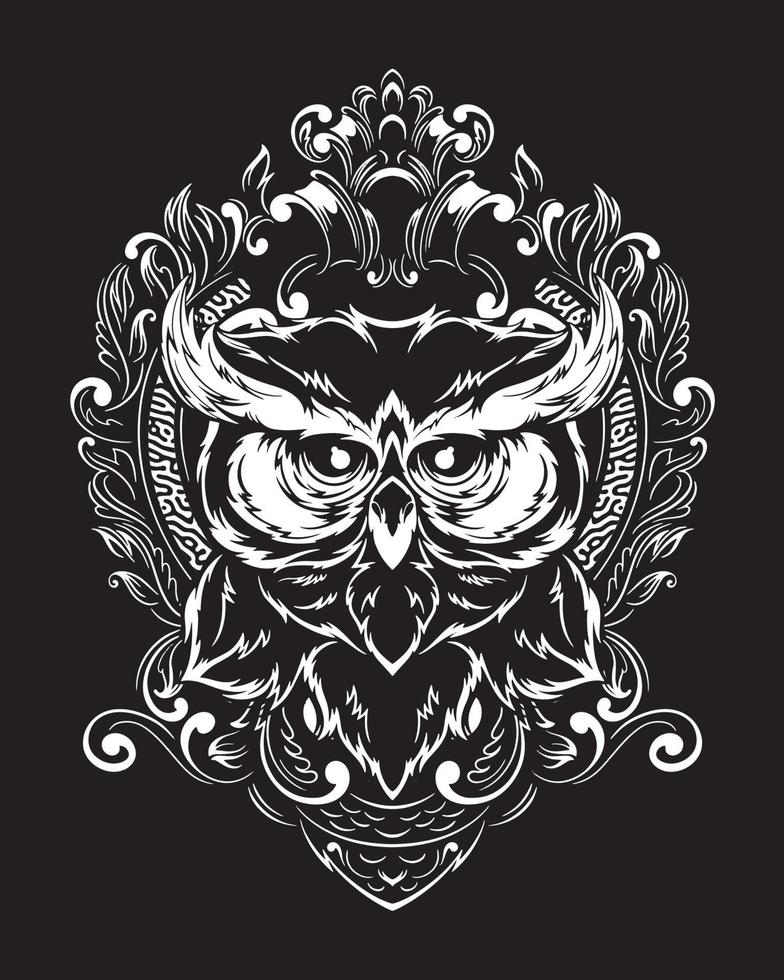 owl artwork illustration and t shirt design Premium Vector