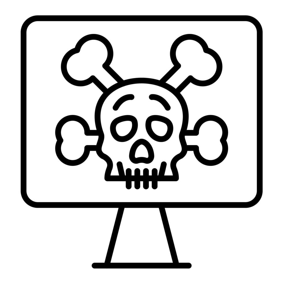 Computer Hacked Line Icon vector