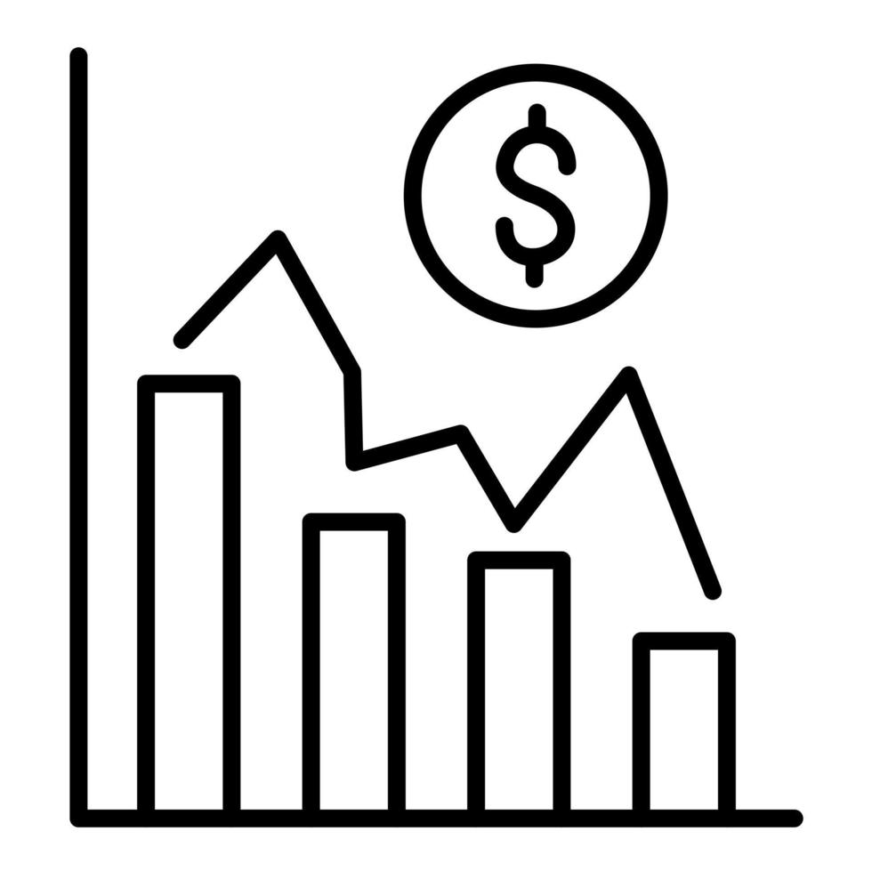 Decline Graph Line Icon vector