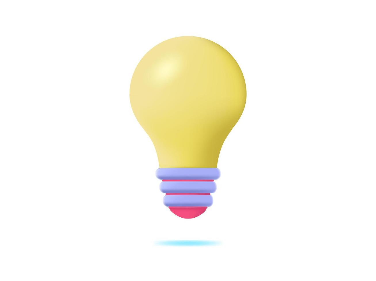 minimal 3d cartoon style yellow light bulb icon. Idea, solution, business, strategy concept. vector