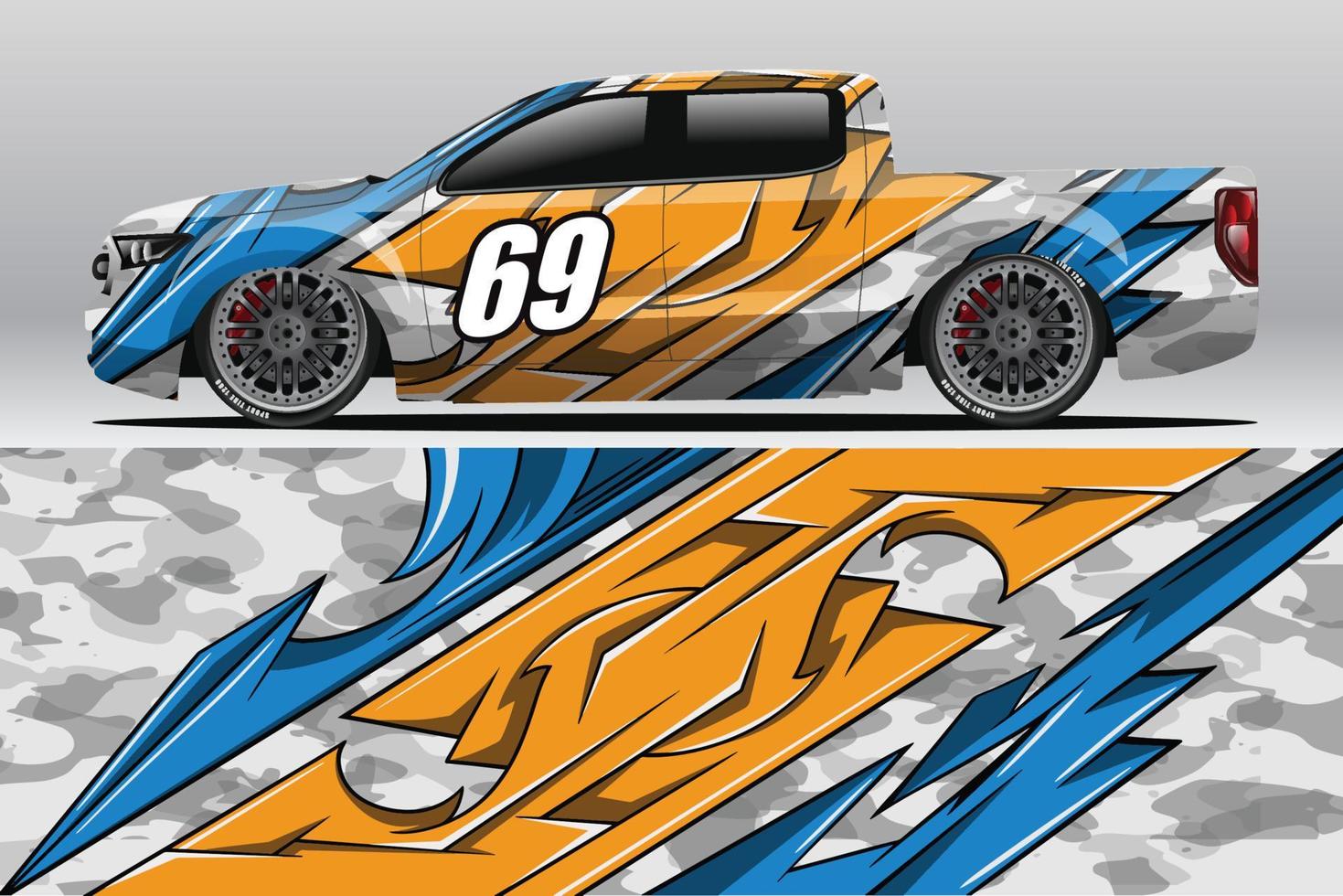 Abstract Race car wrap sticker design and sports background for daily use racing livery or car vinyl stickers vector