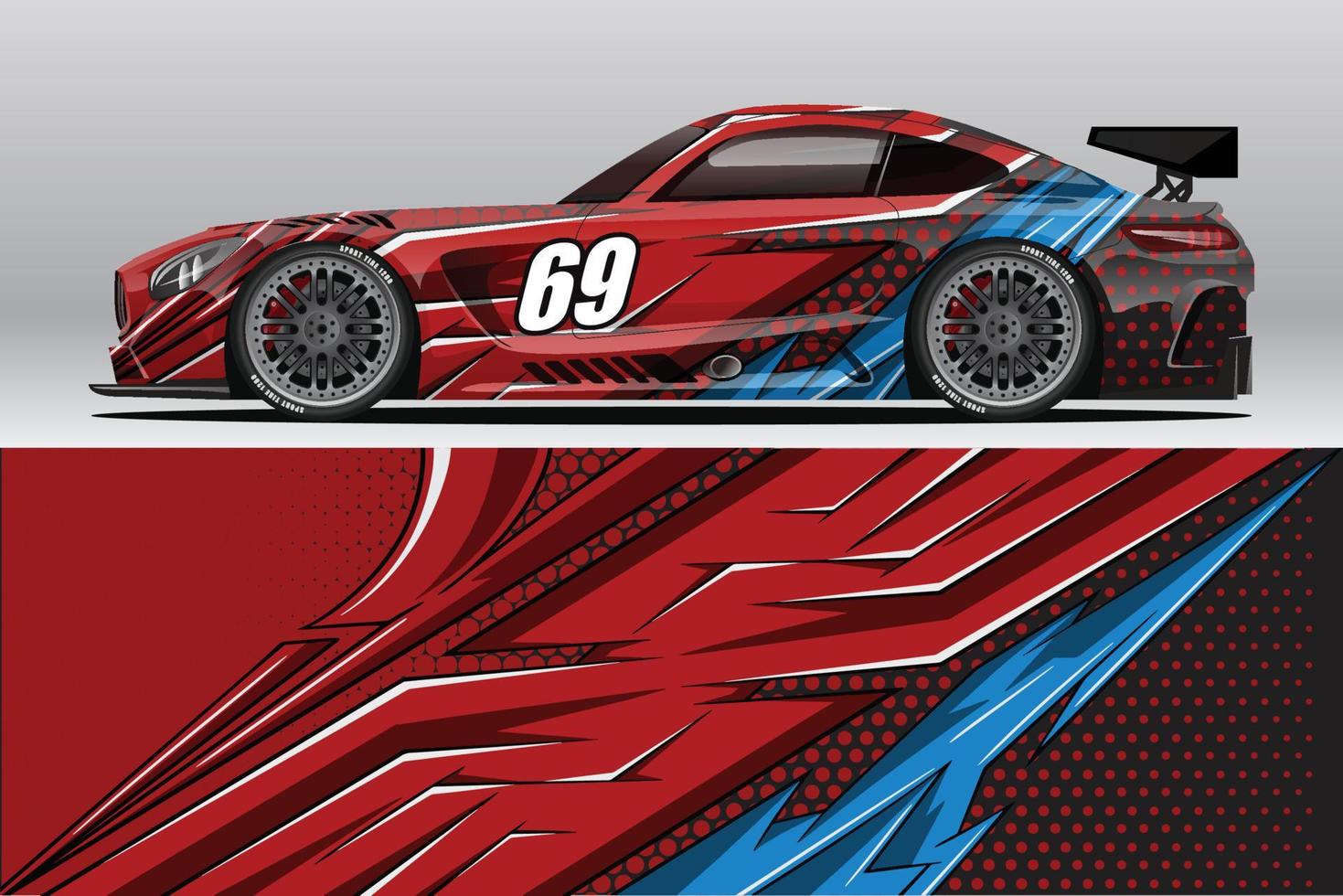 Abstract Race car wrap sticker design and sports background for daily