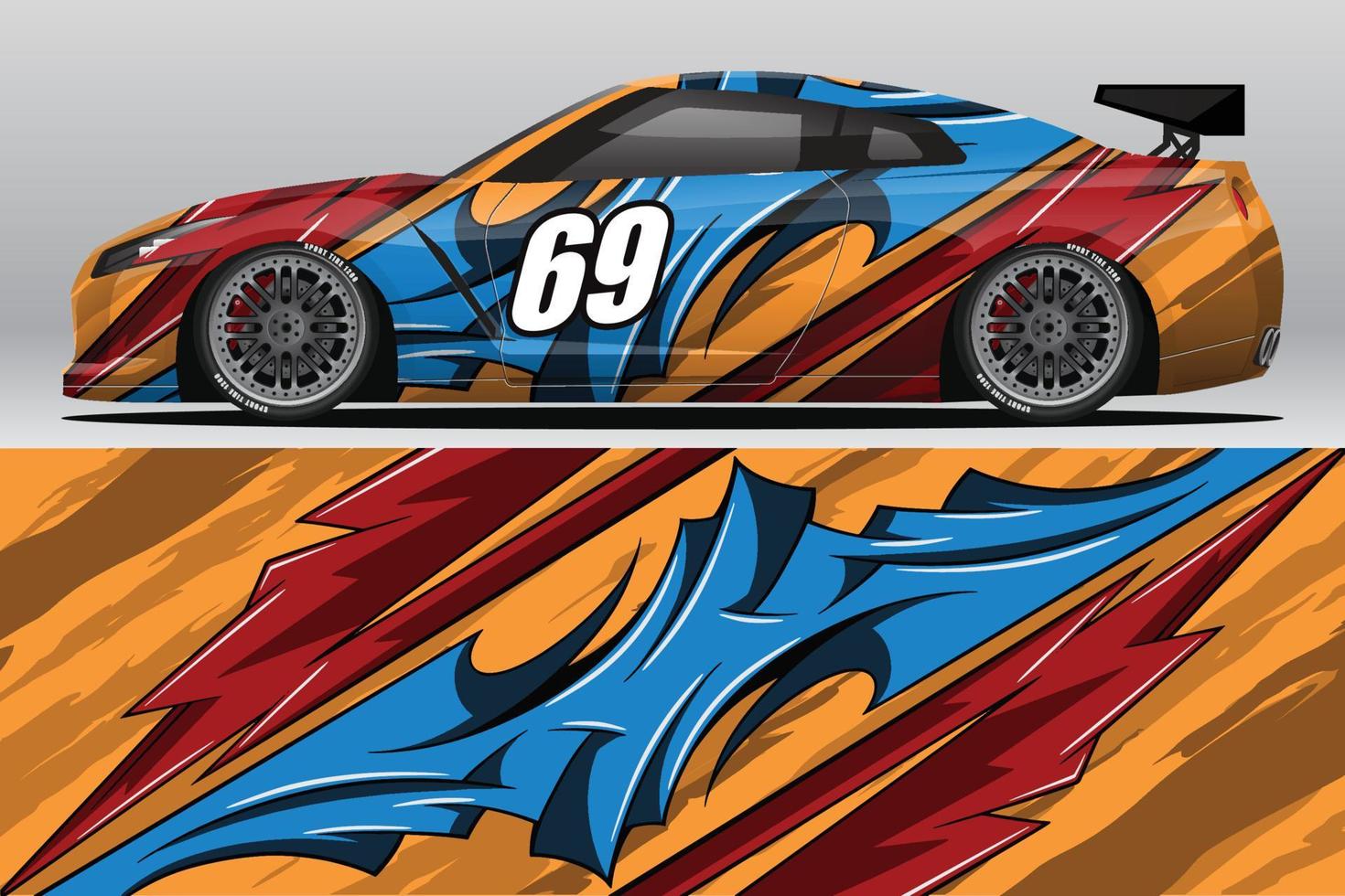 Abstract Race car wrap sticker design and sports background for daily use racing livery or car vinyl stickers vector