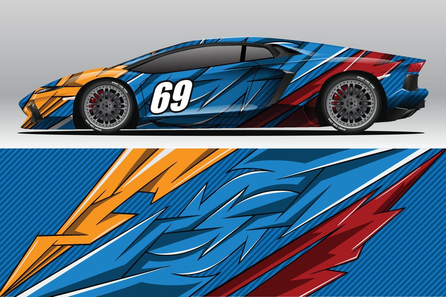 Abstract Race car wrap sticker design and sports background for daily use racing livery or car vinyl stickers vector