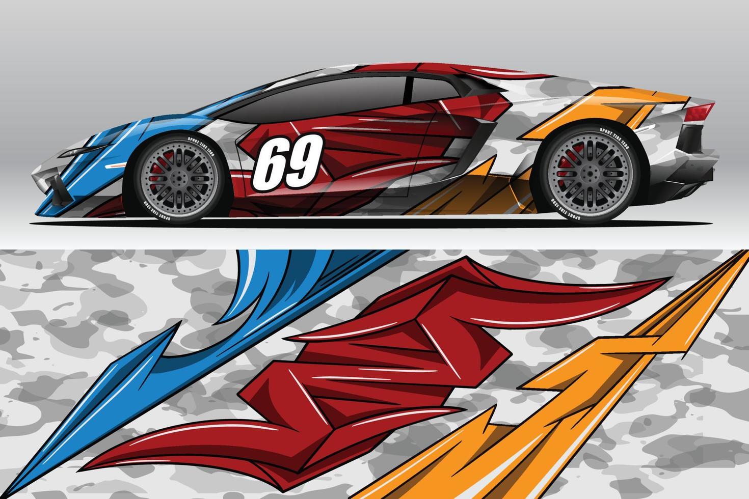 Abstract Race car wrap sticker design and sports background for daily use racing livery or car vinyl stickers vector