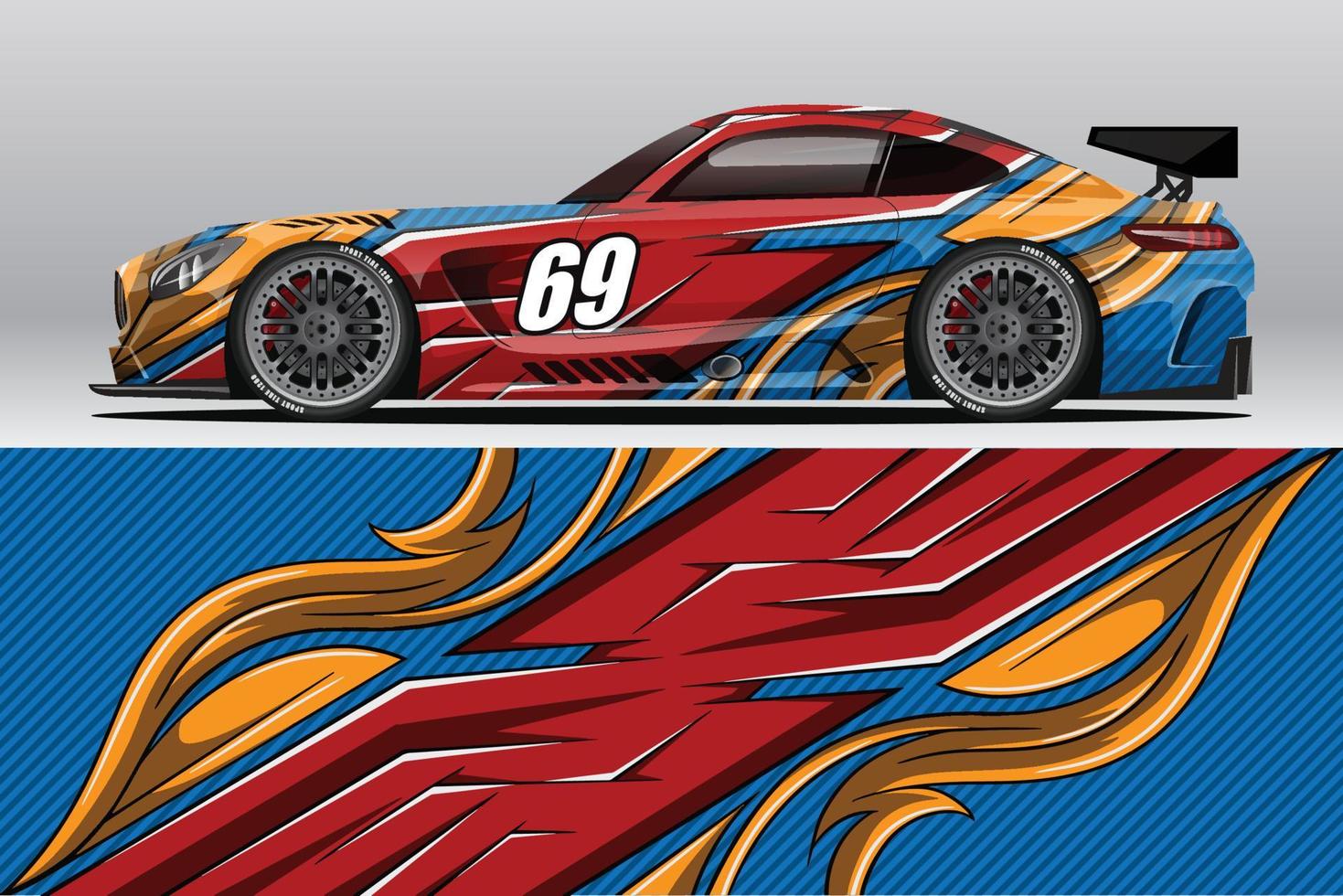 Abstract Race car wrap sticker design and sports background for daily use racing livery or car vinyl stickers vector