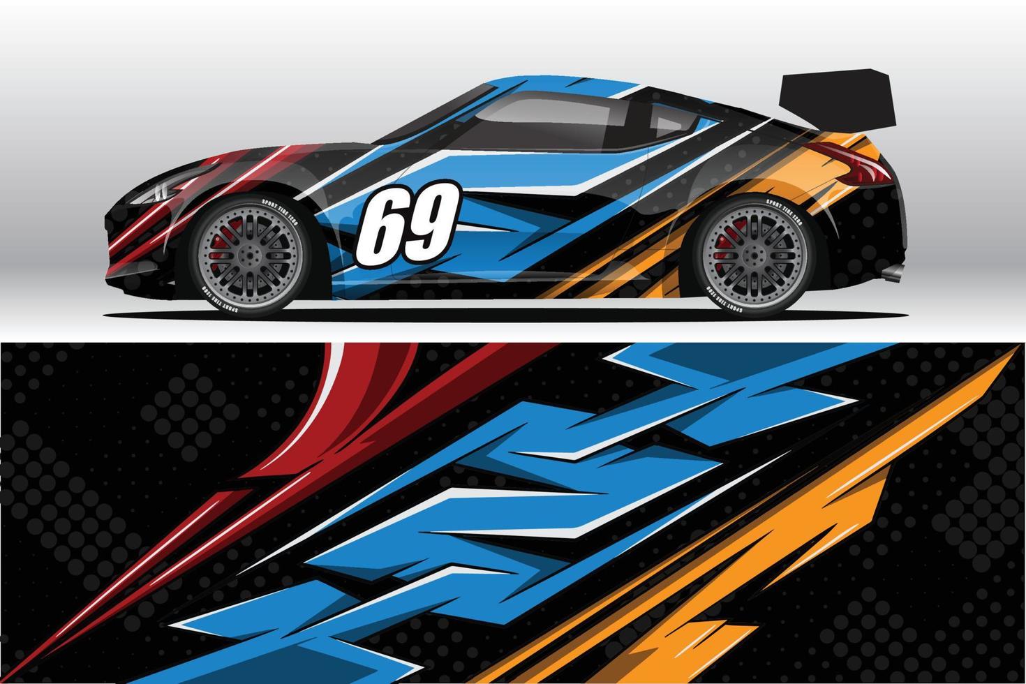 Abstract Race car wrap sticker design and sports background for daily use racing livery or car vinyl stickers vector