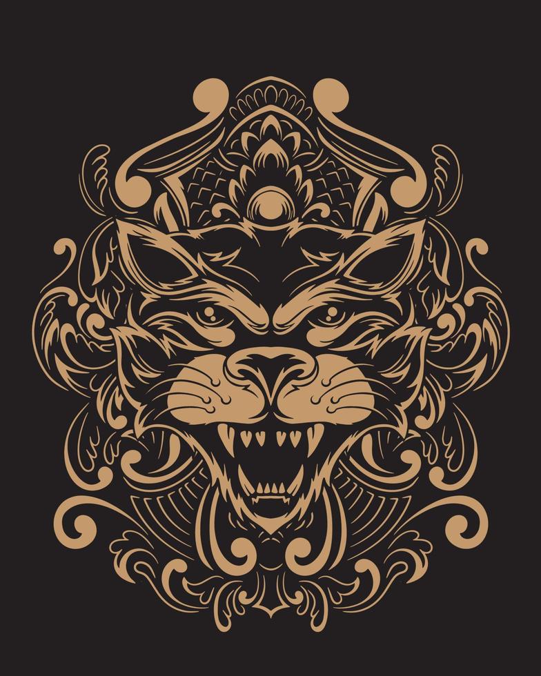 ilustración de arte de gato y diseño de camiseta vector premium