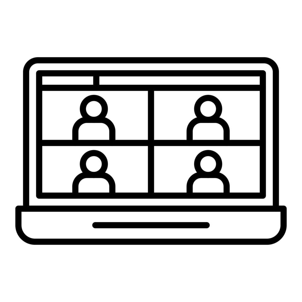 Meeting on Laptop Line Icon vector