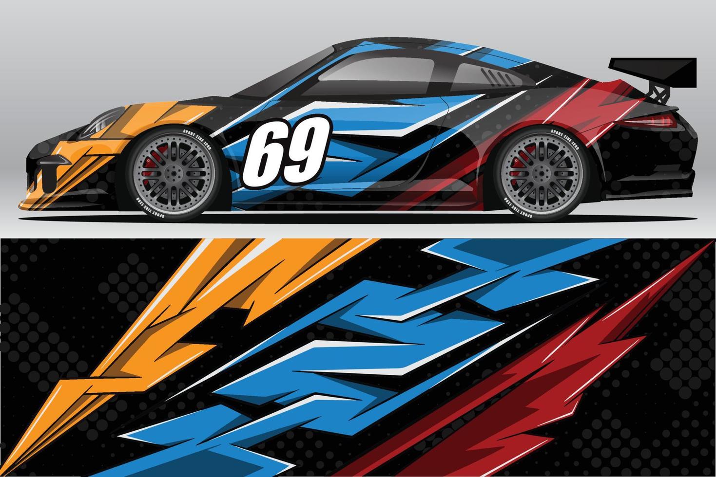 Abstract Race car wrap sticker design and sports background for daily use racing livery or car vinyl stickers vector