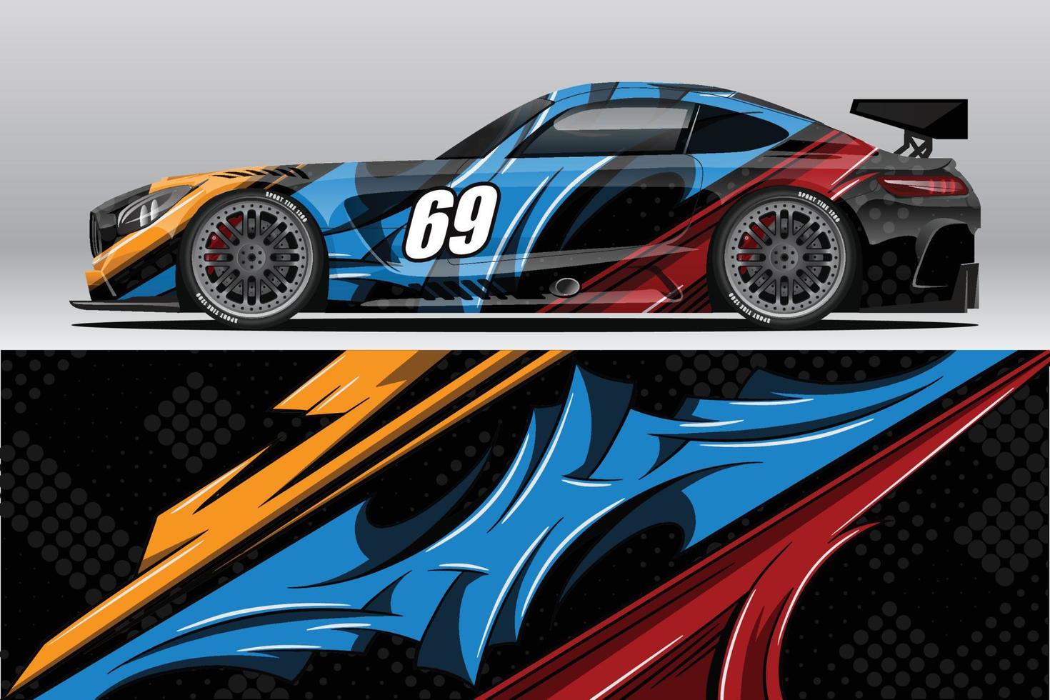 Abstract Race car wrap sticker design and sports background for daily use racing livery or car vinyl stickers vector