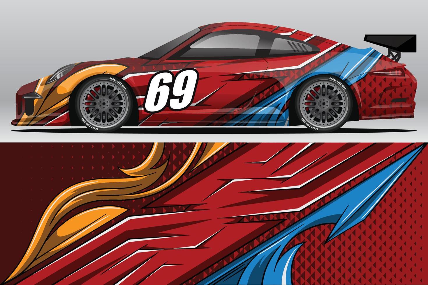 Abstract Race car wrap sticker design and sports background for daily use racing livery or car vinyl stickers vector