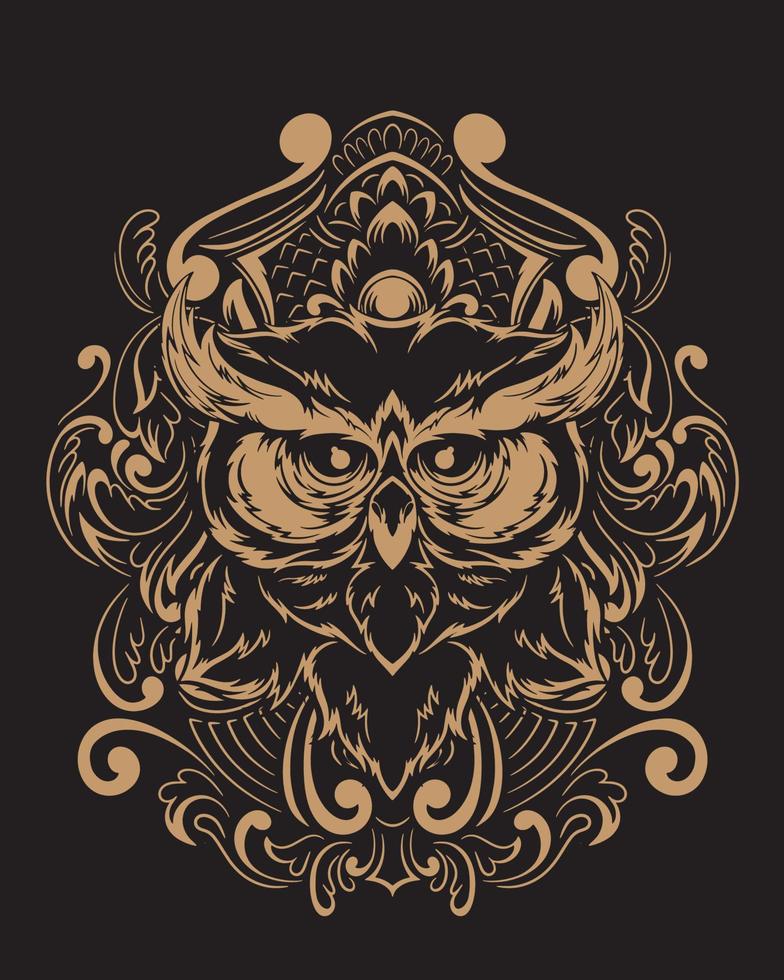 Owl artwork illustration and t shirt design Premium Vector