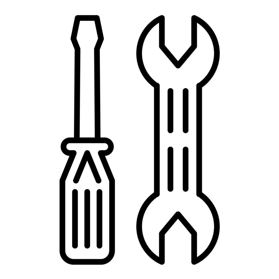 Screwdriver and Wrench Line Icon vector