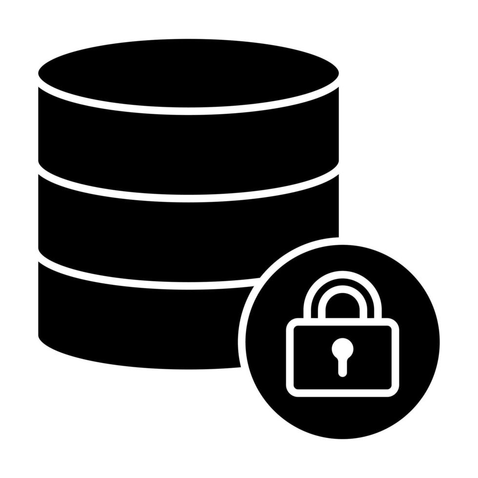 Database Lock Glyph Icon vector