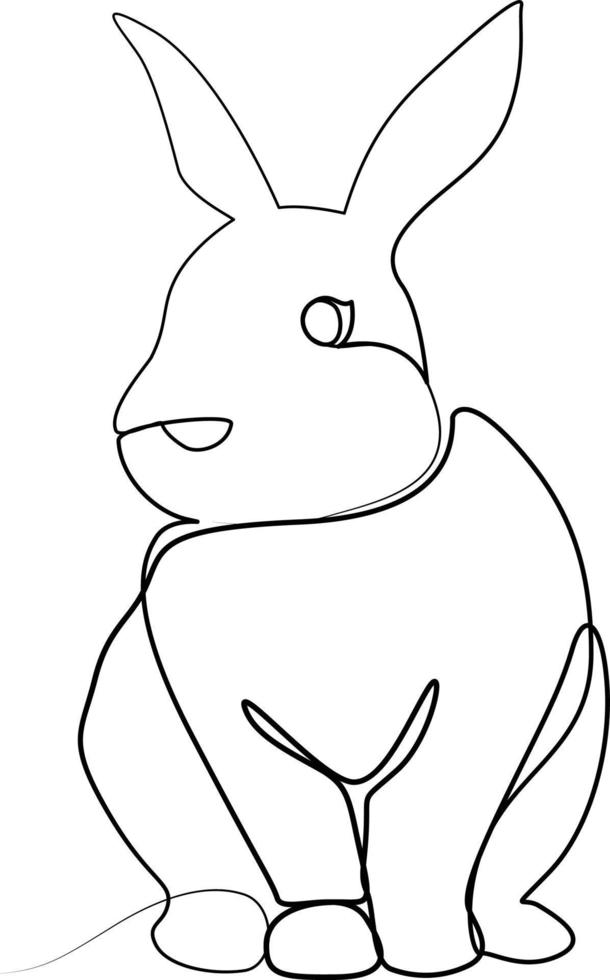 single line exotic pet rabbit vector