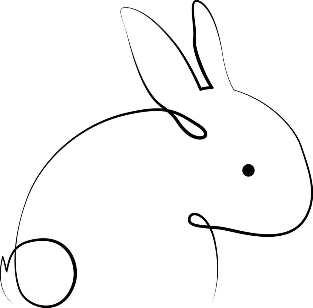 single line exotic pet rabbit vector
