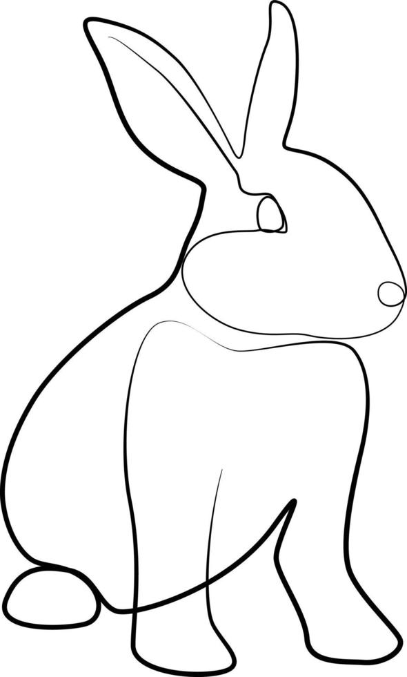 single line exotic pet rabbit vector